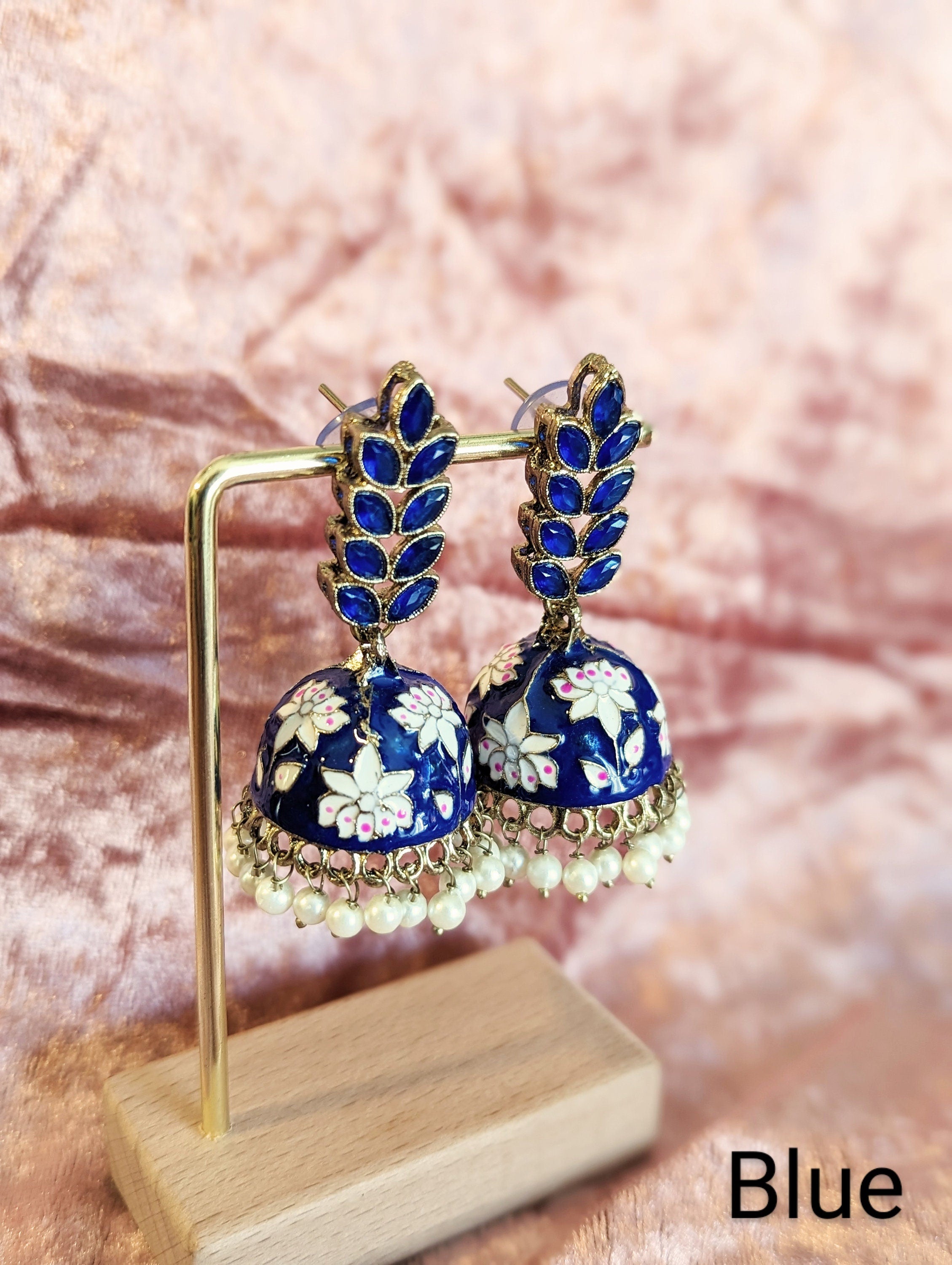 Top 204+ navy blue jhumka earrings super hot